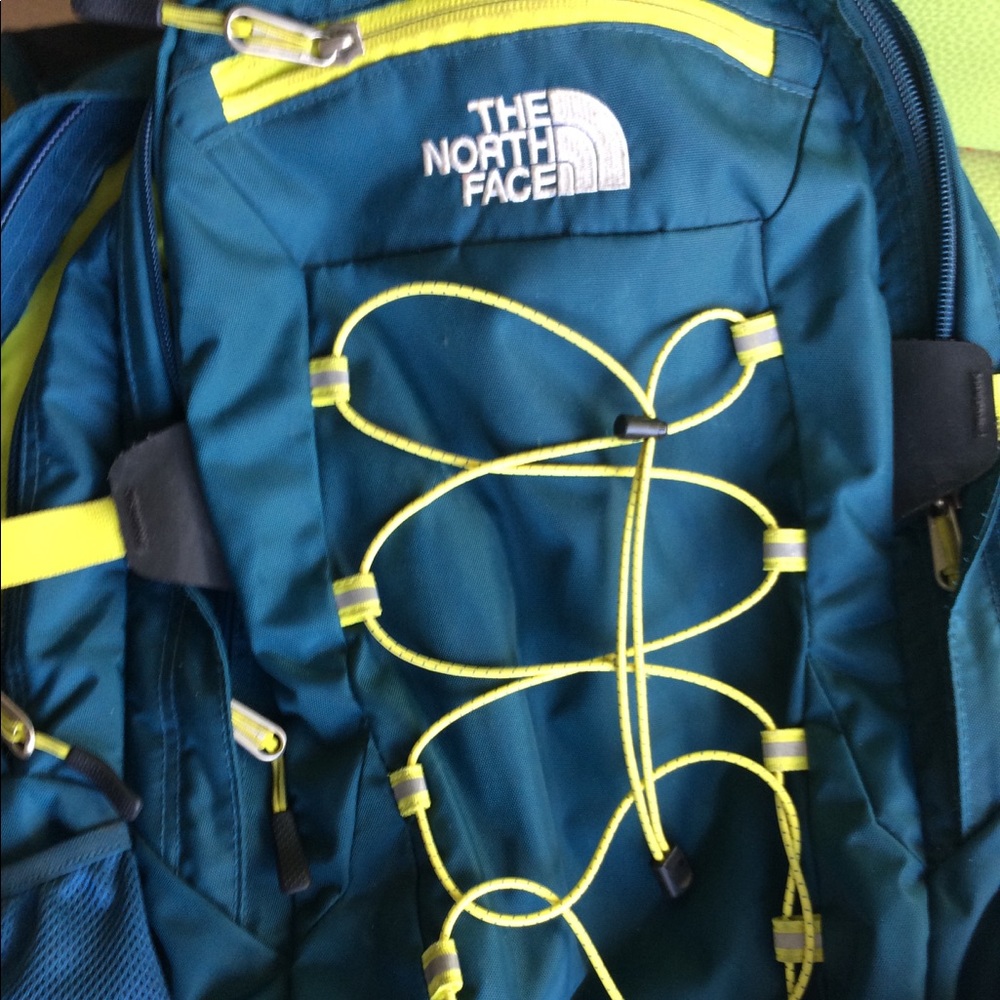 Teal and lime green The North Face Backpack